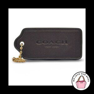 2.25" COACH NEW YORK Brown Smooth Leather Brass Fob Bag Charm Keychain Hang Tag
